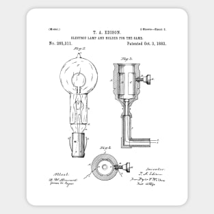 Light Bulb Patent - Edison Invention Industrial Design Art - White Sticker